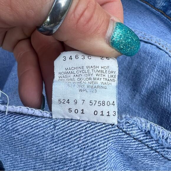 Vintage 80s Levi’s 501 button fly festival cut off frayed distress jeans shorts - Picture 6 of 7